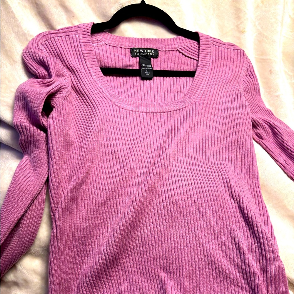 New York & Company Ribbed Long Sleeve T-Shirt